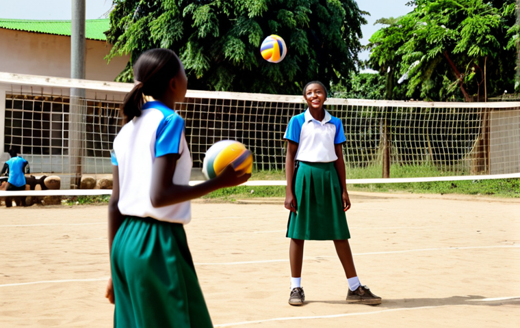 베냉의 스포츠 스타 - Female Athlete & Aspiring Girls**

A fully clothed, young Beninese female athlete in modest sportswe...